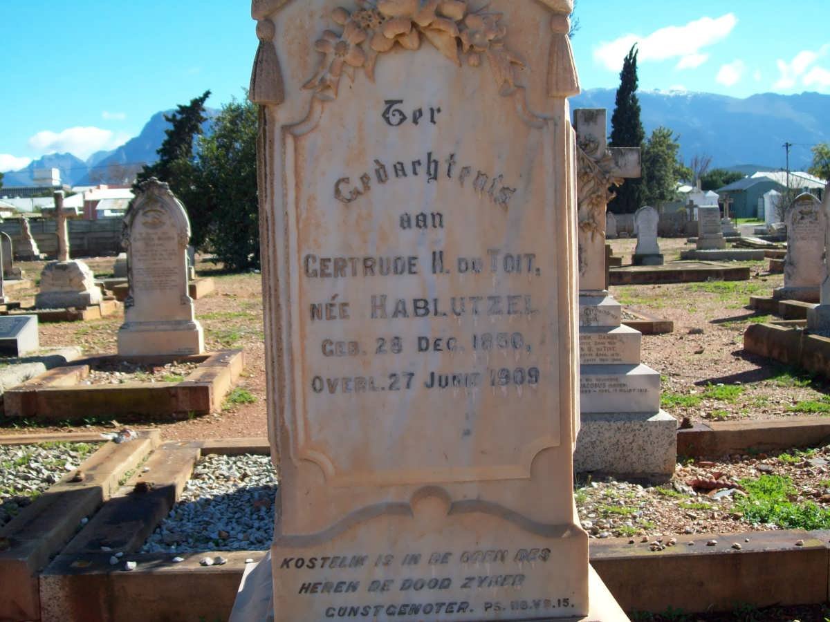 TOIT Gertrude H., du nee HABUTZEL 1850-1909
