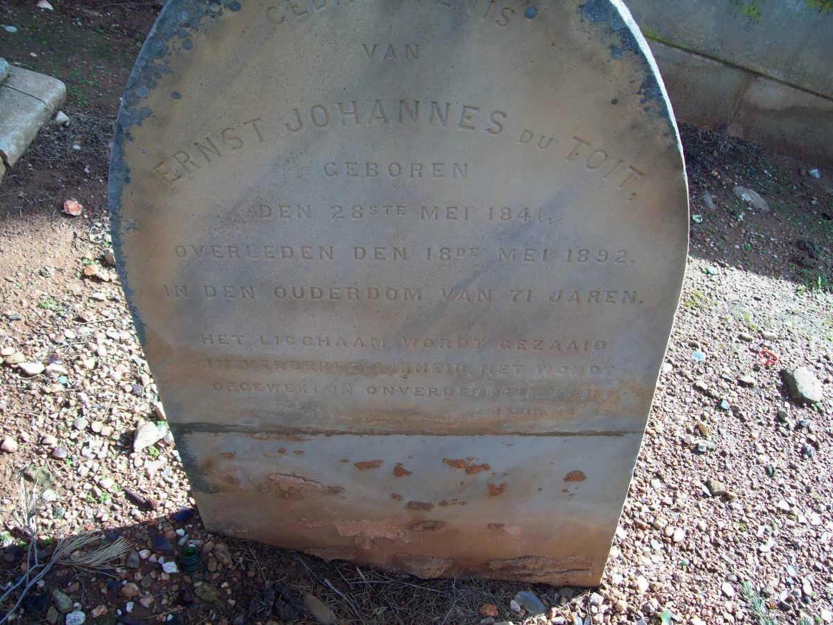 TOIT Ernst Johannes, du 1841-1892