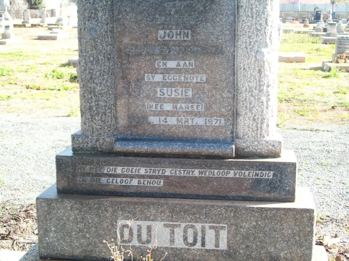 TOIT John, du -1941 &amp; Susie MAREE -1971