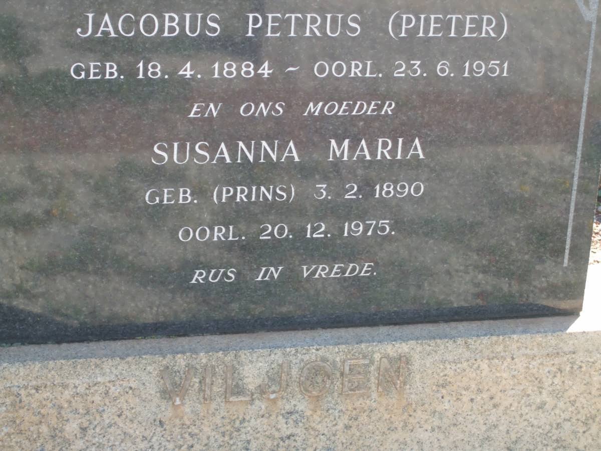 VILJOEN Jacobus Petrus 1884-1951 &amp; Susanna Maria PRINS 1890-1975