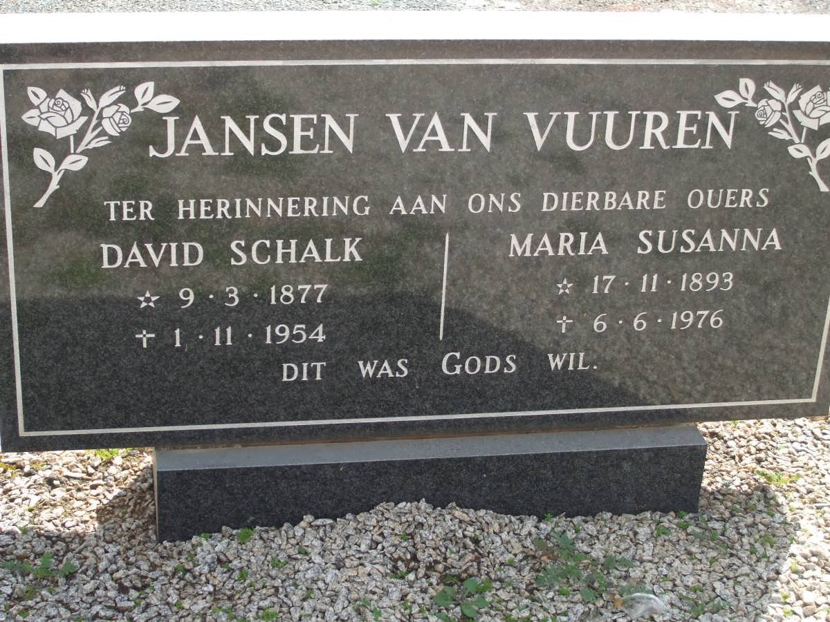 VUUREN David Schalk, Jansen van 1877-1954 &amp; Maria Susanna 1893-1976
