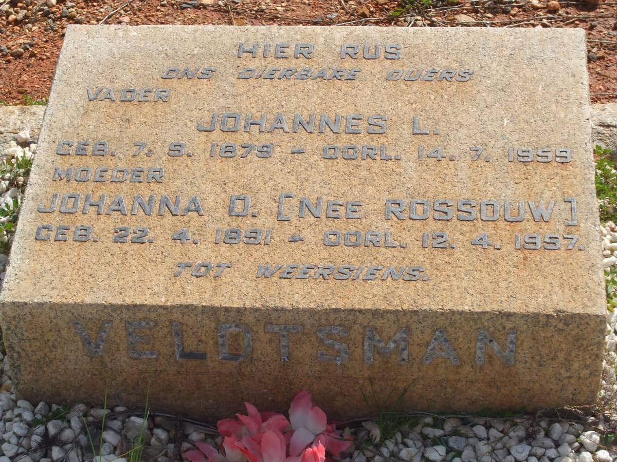 VELDTSMAN Johannes L. 1879-1959 &amp; Johanna D. ROSSOUW 1891-1957