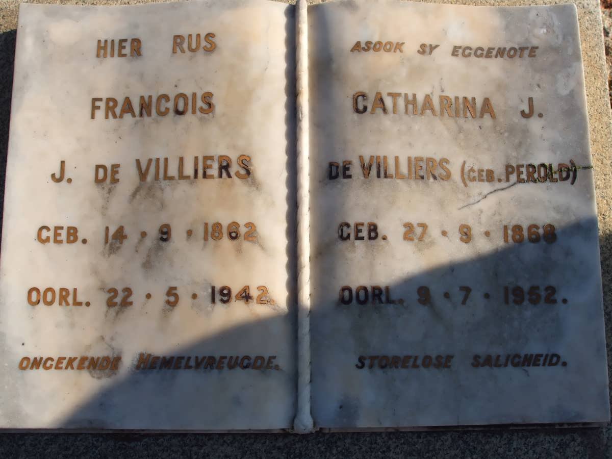 VILLIERS Francois J., de 1862-1942 &amp; Catharina J. PEROLD 1868-1952