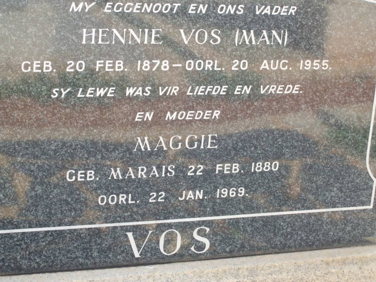 VOS Hennie 1878-1955 &amp; Maggie MARAIS 1880-1969
