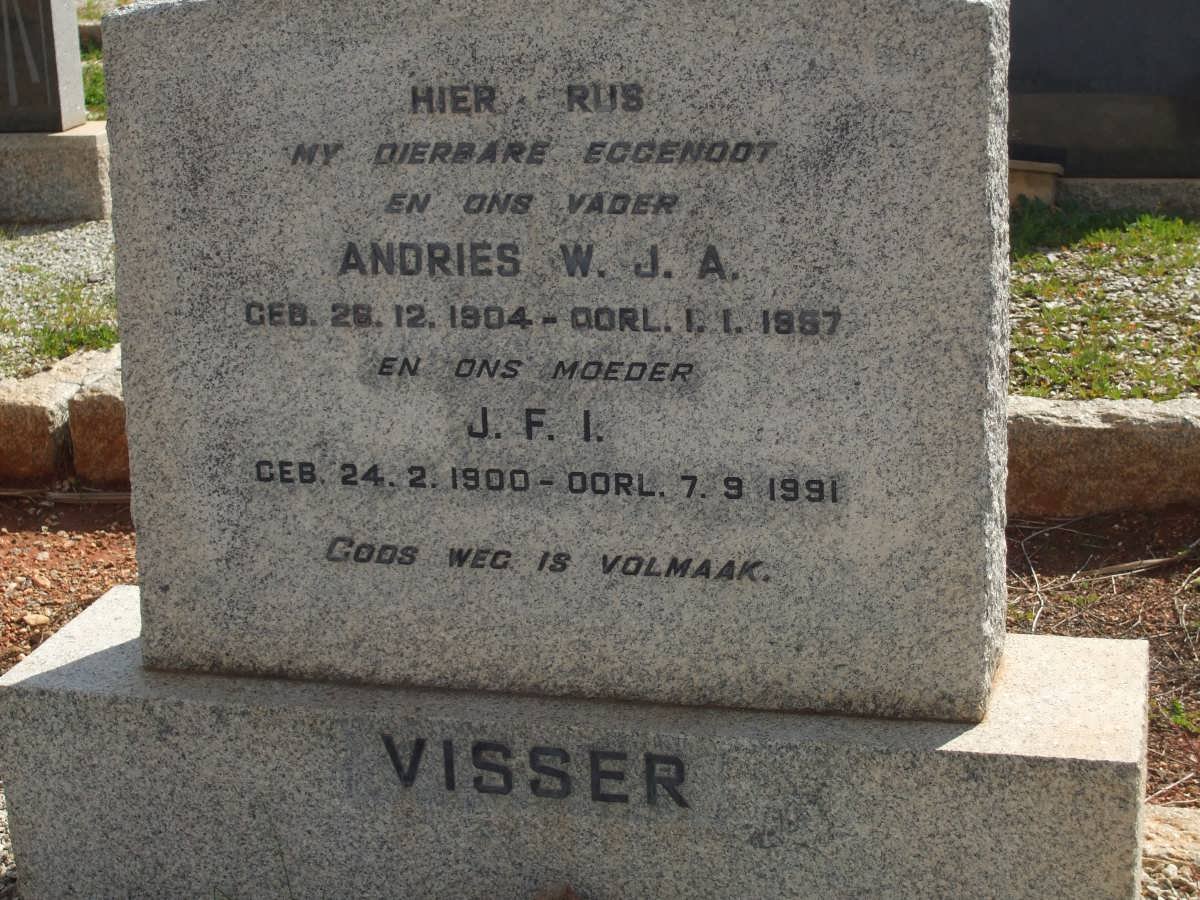 VISSER Andries W.J.A. 1904-1957 &amp; J.F.I. 1900-1991