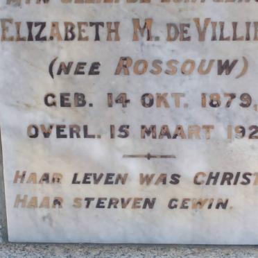 VILLIERS Elizabeth M., de nee ROSSIUW 1879-1927