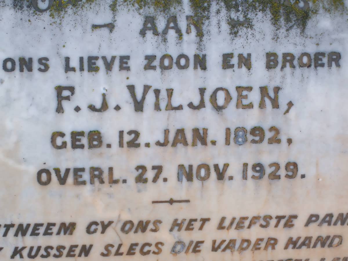 VILJOEN F.J. 1892-1929