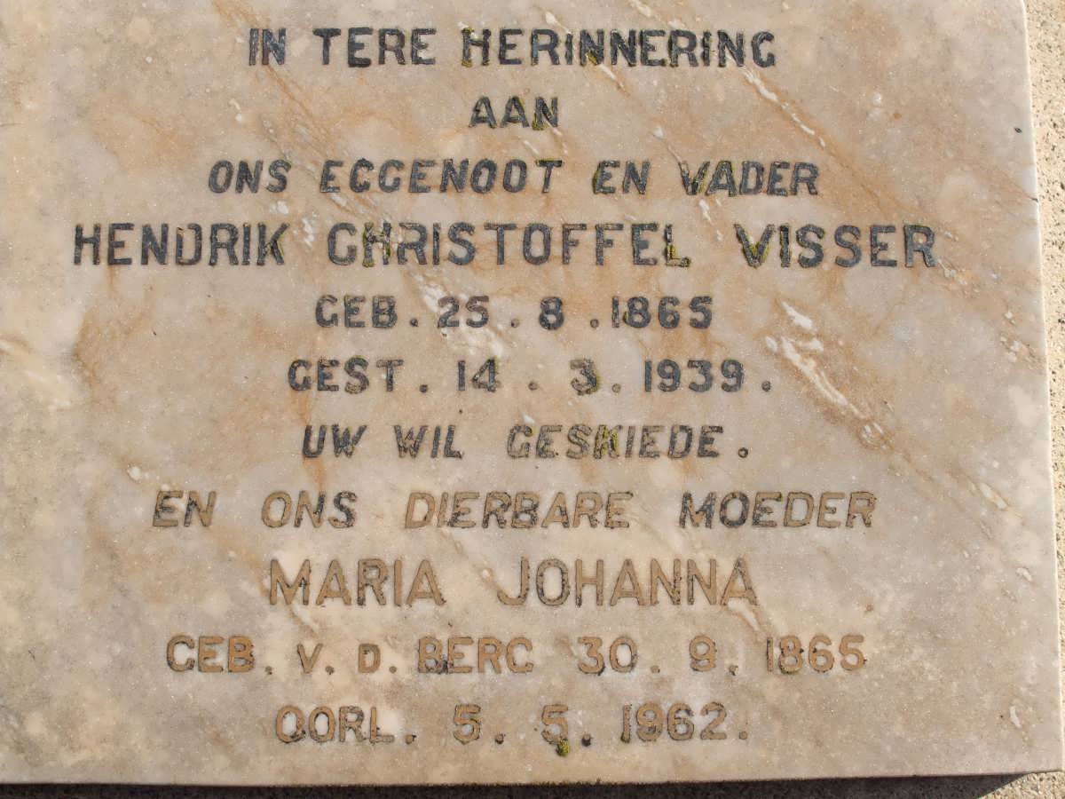 VISSER Hendrik Christoffel 1865-1939 &amp; Maria Johanna V.D. BERG 1865-1962
