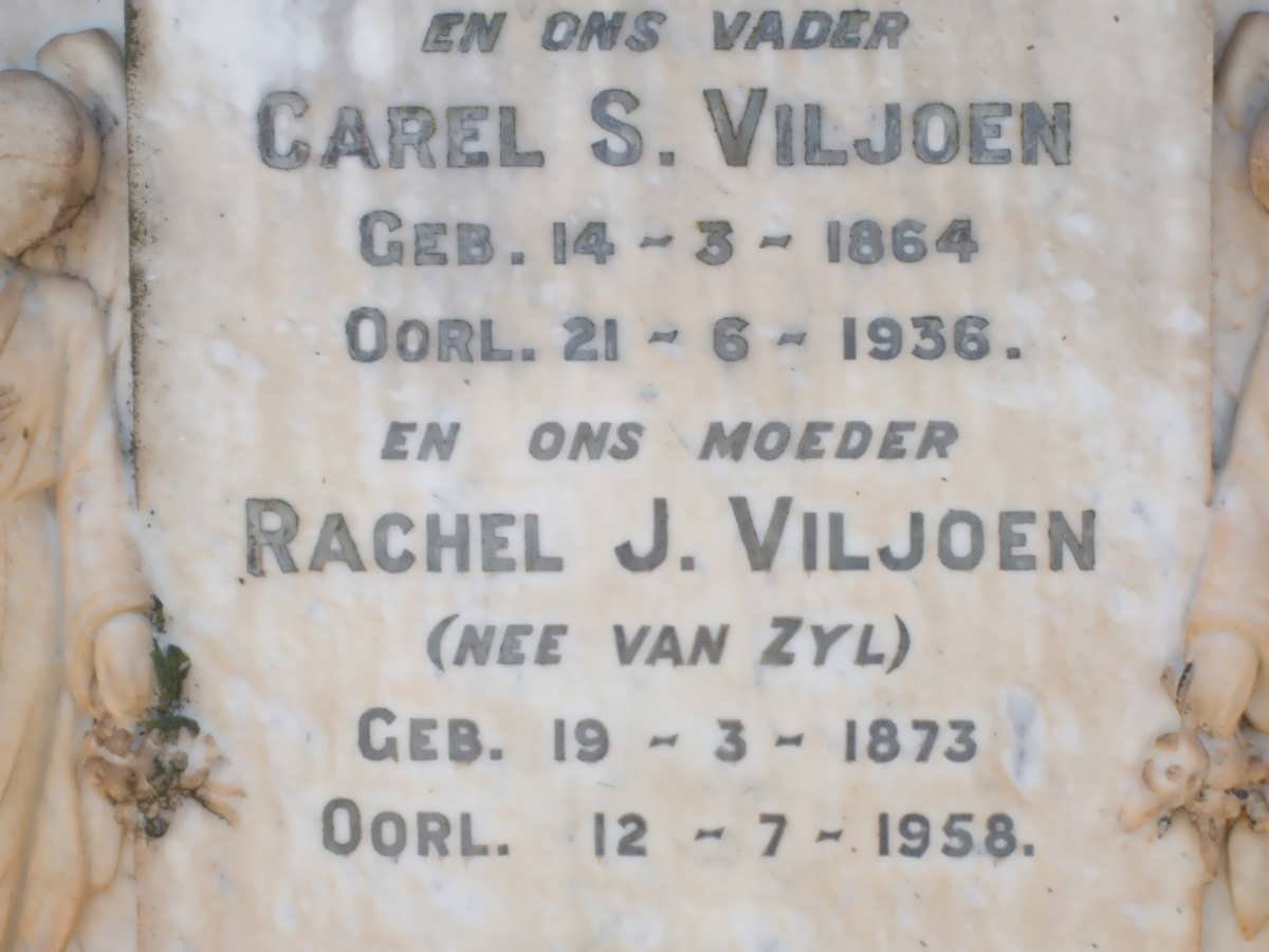 VILJOEN Carel S. 1864-1936 &amp; Rachel J. VAN ZYL 1873-1958