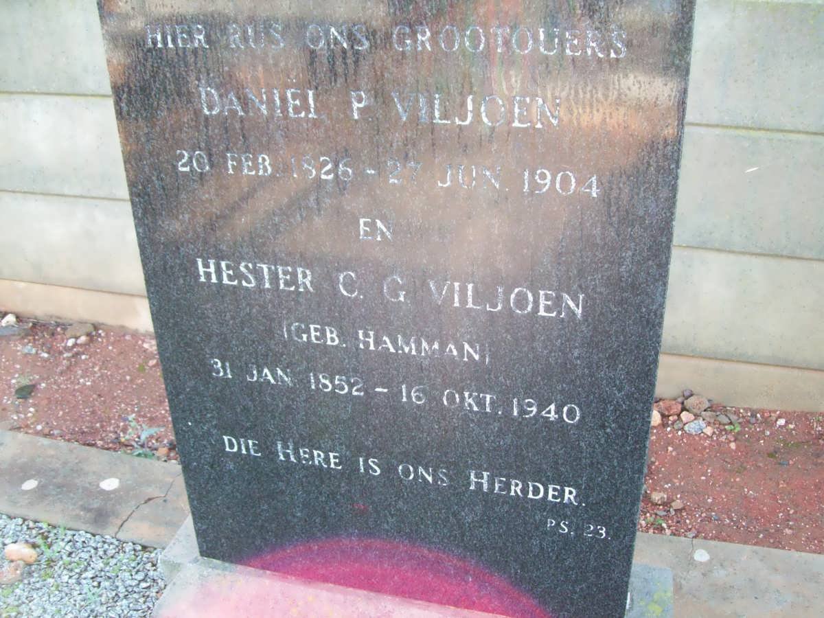VILJOEN Daniel P. 1826-1904 &amp; Hester C.G. HAMMAN 1852-1940