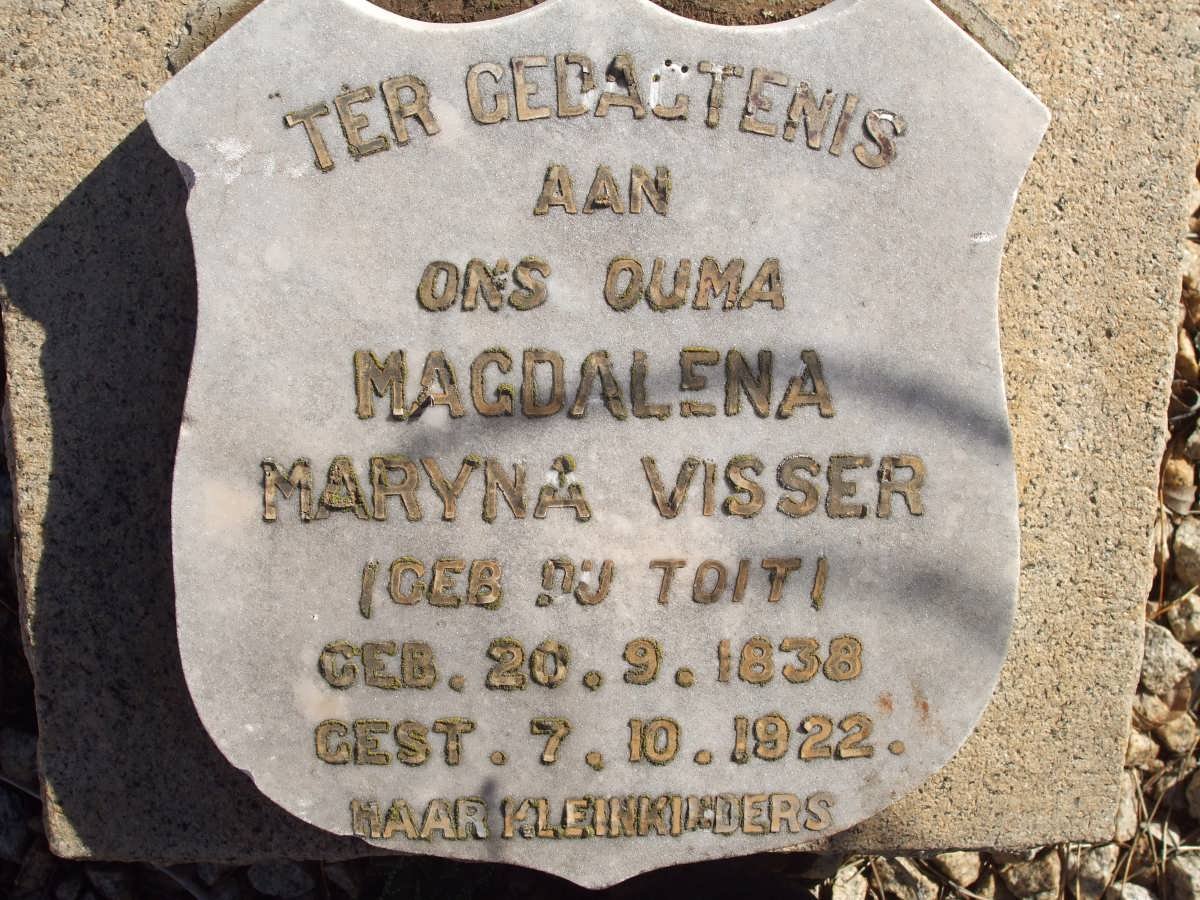 VISSER Magdalena Maryna nee DU TOIT 1838-1922