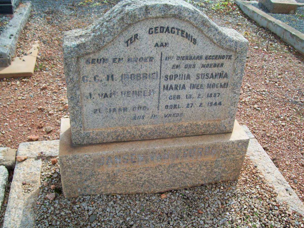 VEUREN C.C.M., Jansen van  :: JANSEN VAN VEUREN Sophia Susanna Maria nee MOCKE 1887-1944