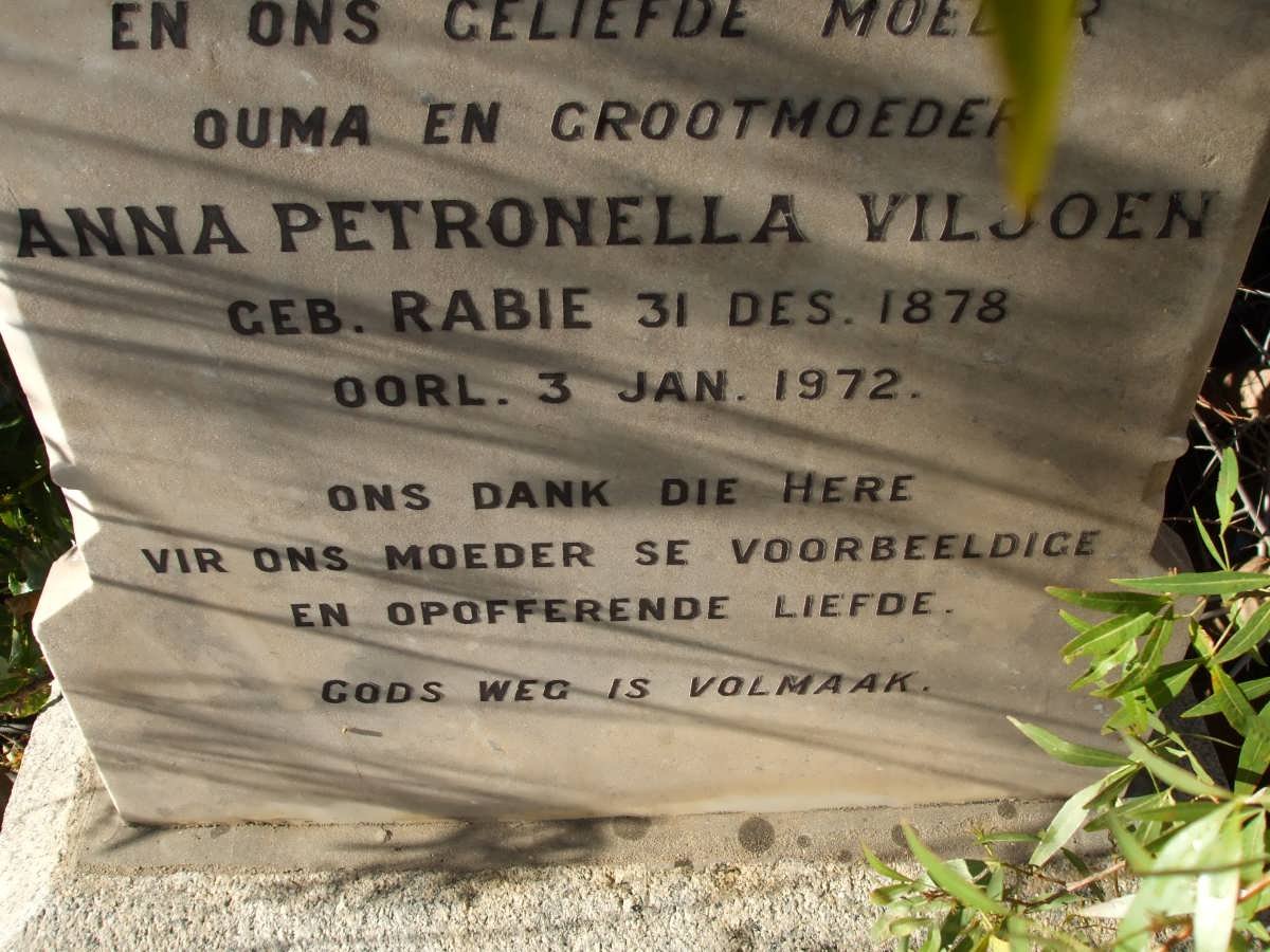 VILJOEN Daniel Frederik 1866-1912 &amp; Anna Petronella RABIE 1878-1972