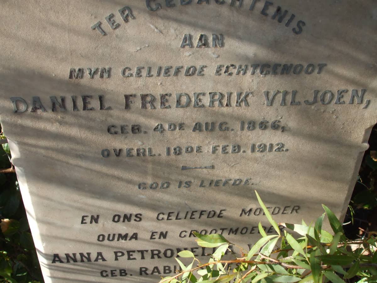 VILJOEN Daniel Frederik 1866-1912 &amp; Anna Petronella RABIE 1878-1972