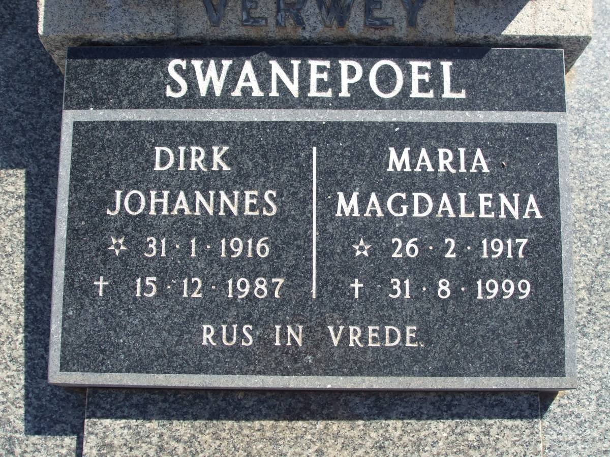 SWANEPOEL Dirk Johannes 1916-1987 &amp; Maria Magdalena 1917-1999