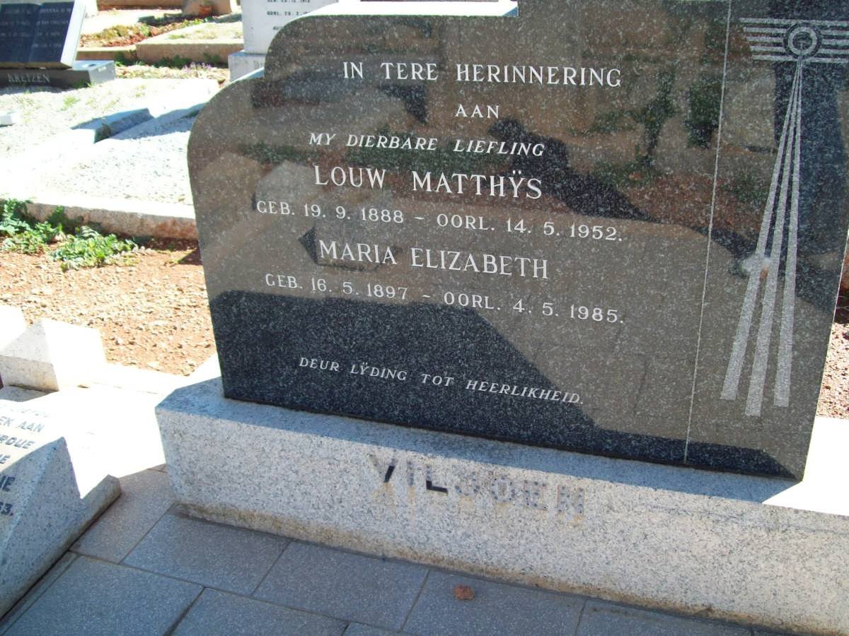 VILJOEN Louw Matthys 1888-1952 &amp; Maria Elizabeth 1897-1985