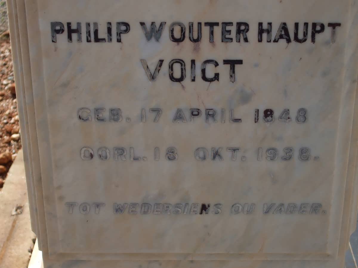 VOIGT Philip Wouter Haupt 1848-1938 &amp; Martha C.M. DE WET 1849-1927