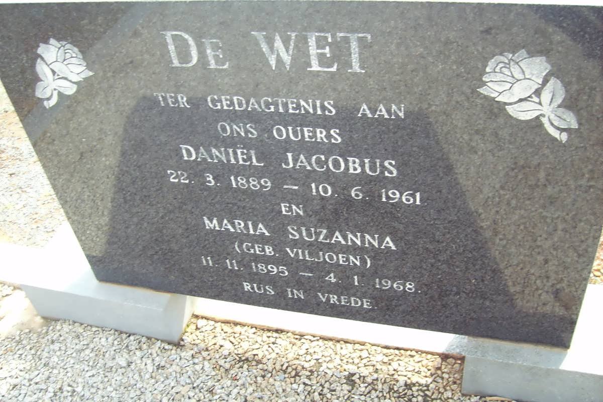 WET Daniel Jacobus, de 1889-1961 &amp; Maria Susanna VILJOEN 1895-1968