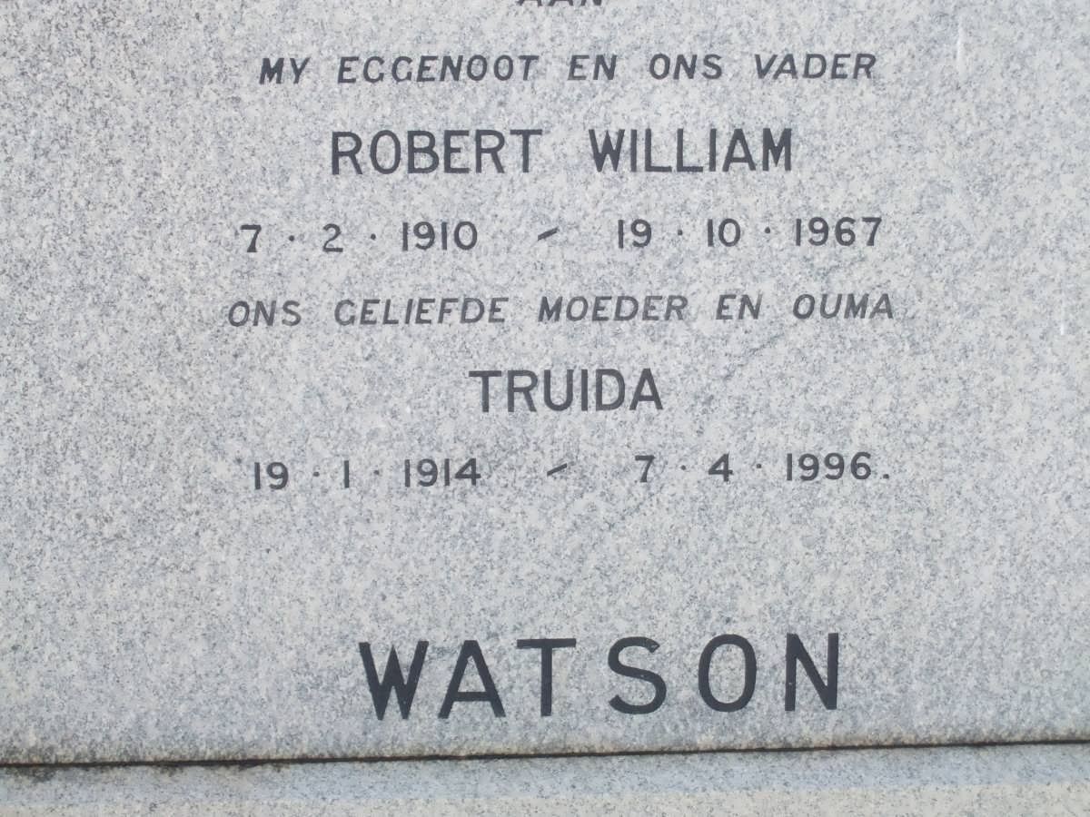 WATSON Robert William 1910-1967 &amp; Truida 1914-1996