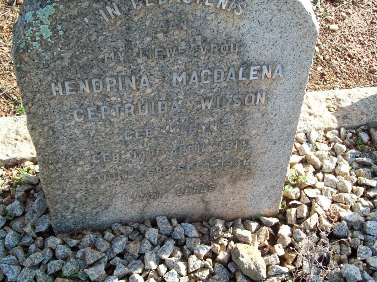 WILSON Hendrina Magdalena Gertruida nee KLEYN 1914-1941