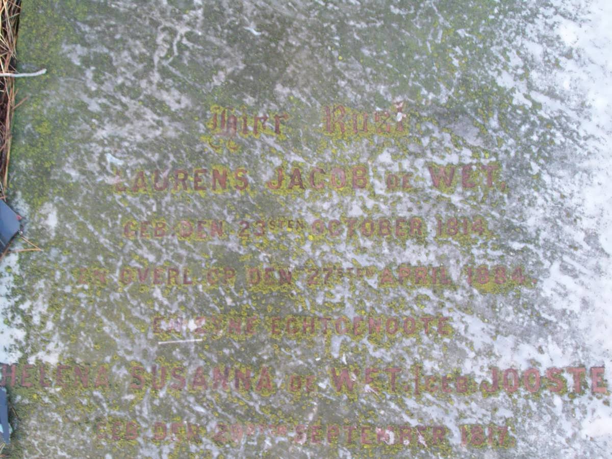 WET Laurens Jacob, de 1814-1884 &amp; Helena Susanna JOOSTE 1817-??