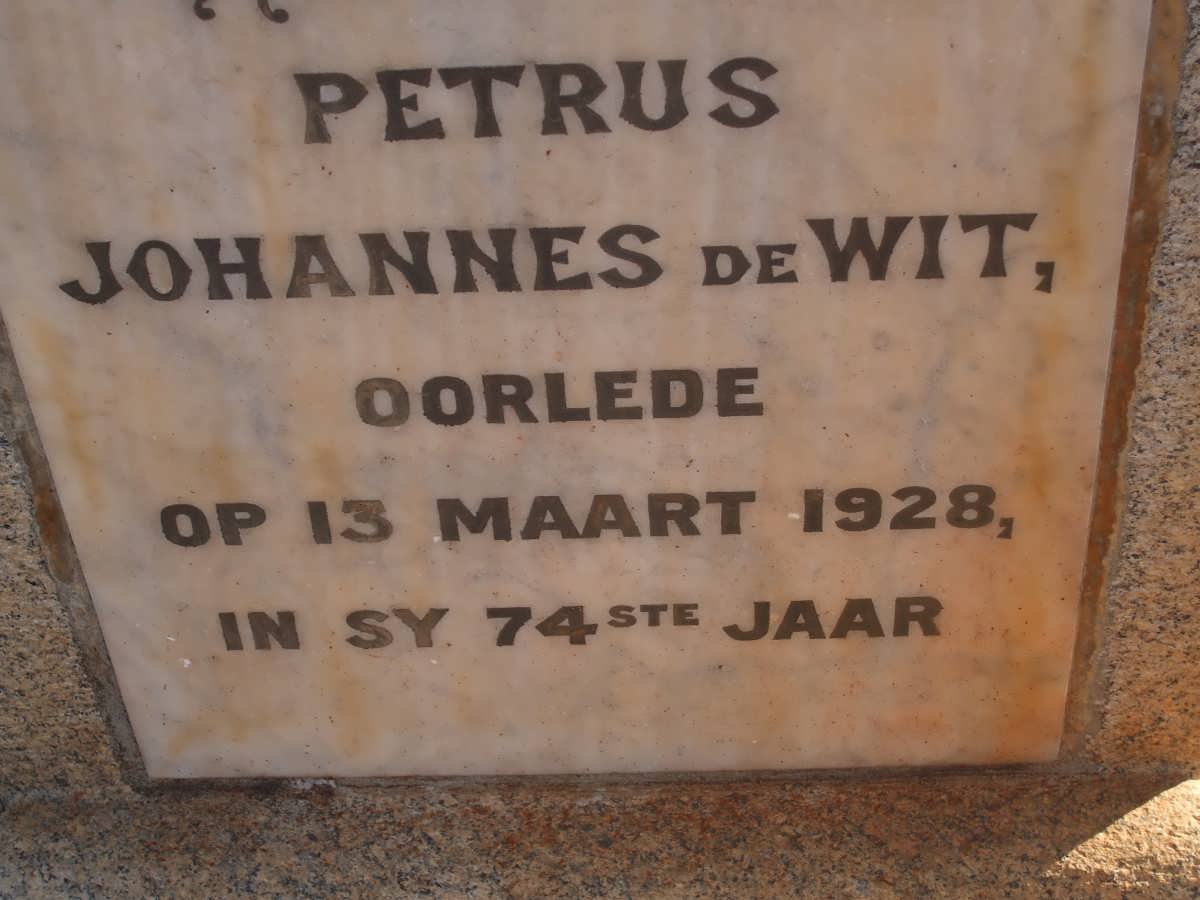 WIT Petrus Johannes, de -1928
