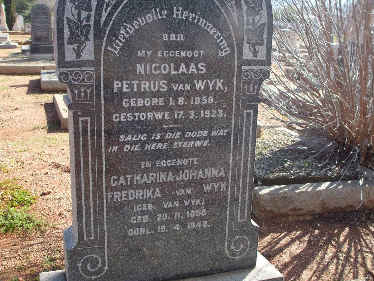 WYK Nicolaas Petrus, van 1858-1923 &amp; Catharina Johanna Fredrika VAN WYK 1855-1948