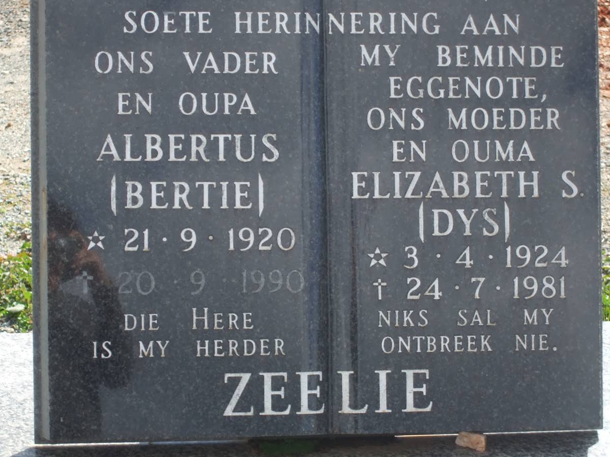 ZEELIE Albertus 1920-1990 &amp; Elizabeth S. 1924-1981