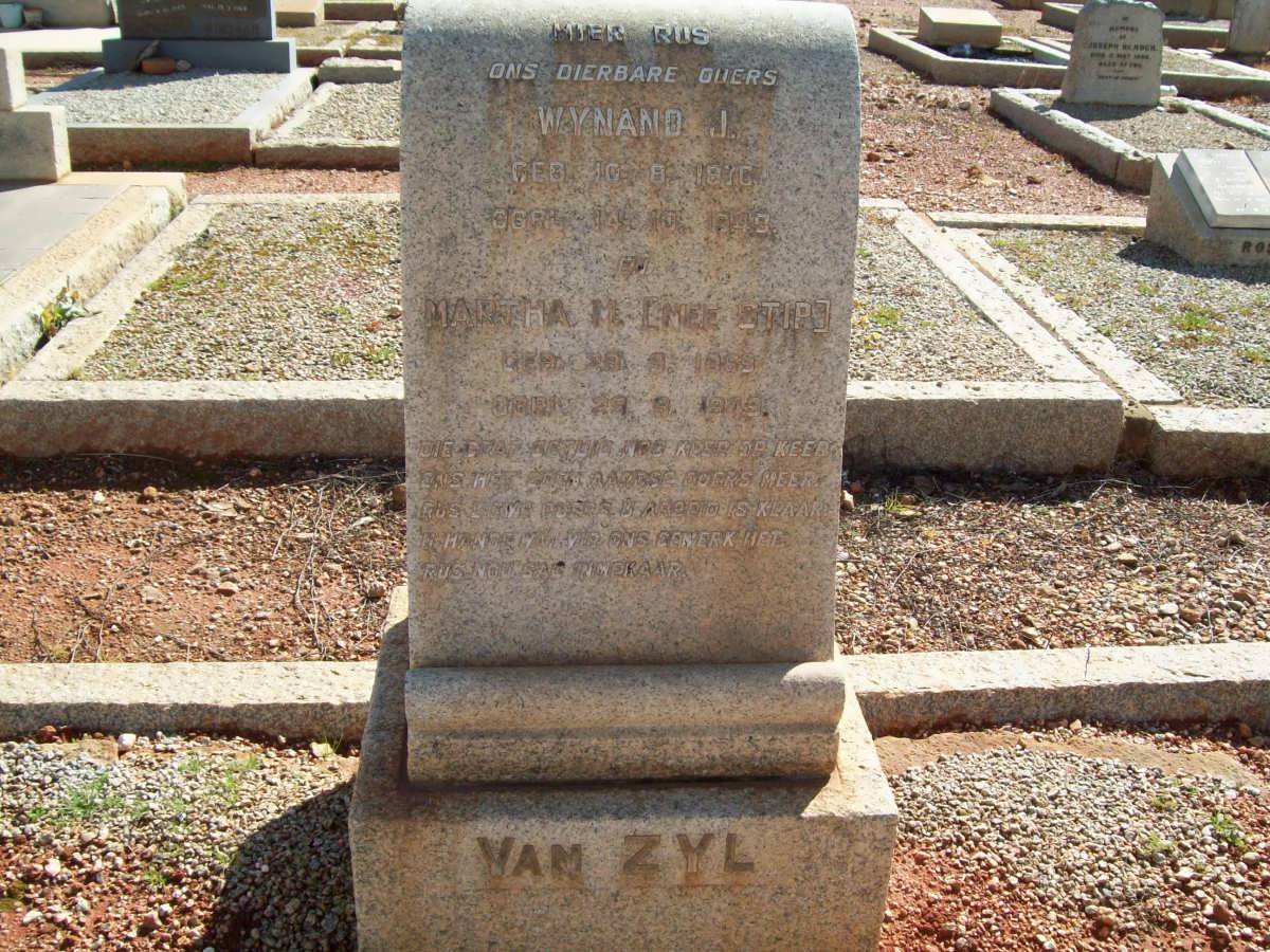 ZYL Wynand J., van 1867-1949 &amp; Martha M. STIP 1869-1949