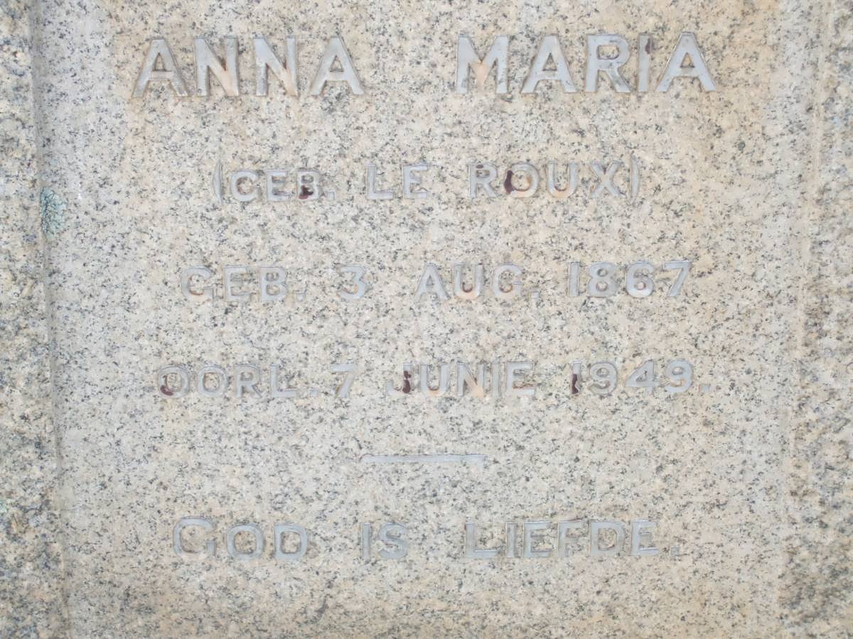 ? Anna Maria nee LE ROUX 1867-1949