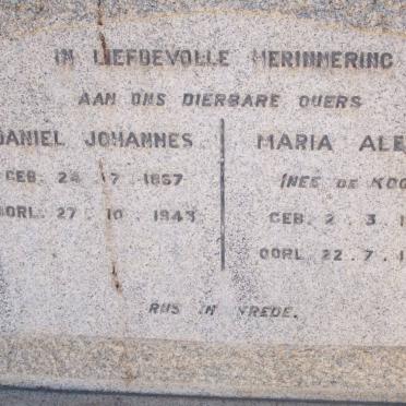 ? Daniel Johannes 1867-1943 &amp; Maria Aletta DE KOCK 1867-1939