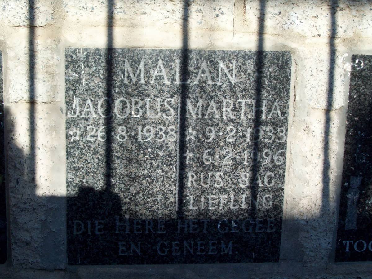 MALAN Jacobus Martha 1933-1996