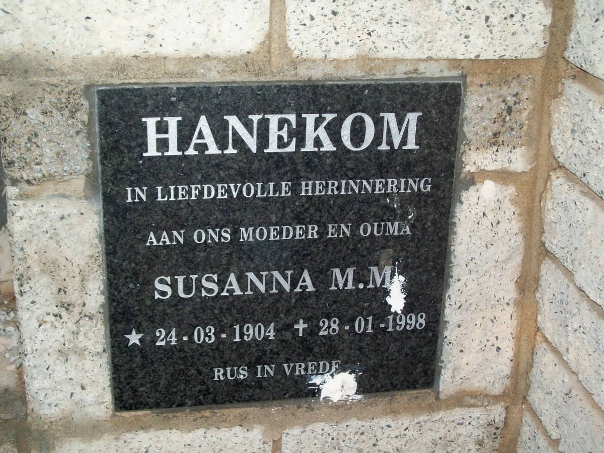 HANEKOM Susanna M.M. 1904-1998