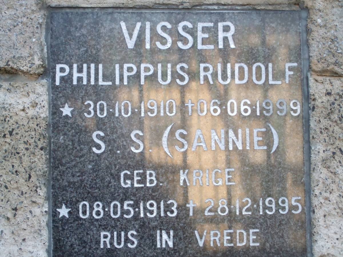 VISSER Philippus Rudolf 1910-1999 &amp; S.S. KRIGE 1913-1995