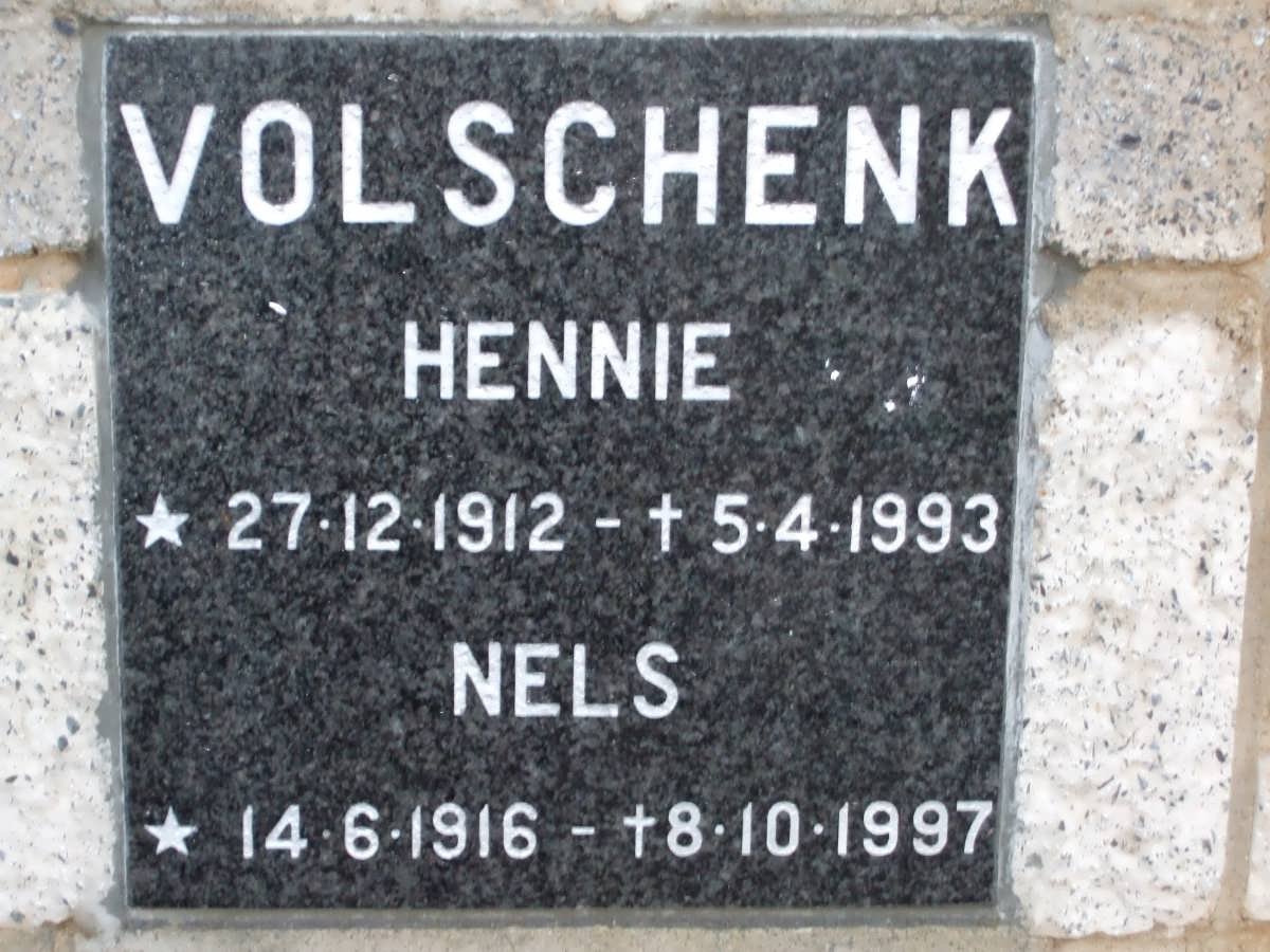 VOLSCHENK Hennie 1912-1993 &amp; Nels 1916-1997