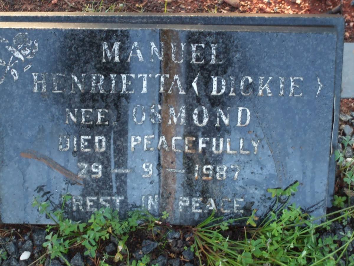 MANUEL Henrietta nee OSMOND -1987