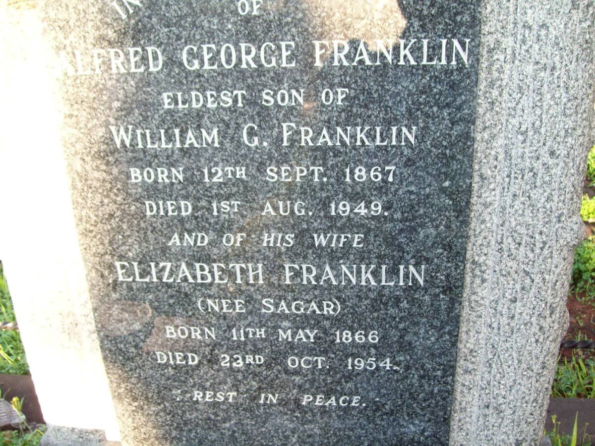 FRANKLIN Alfred George 1867-1949 &amp; Elizabeth SAGAR 1866-1954