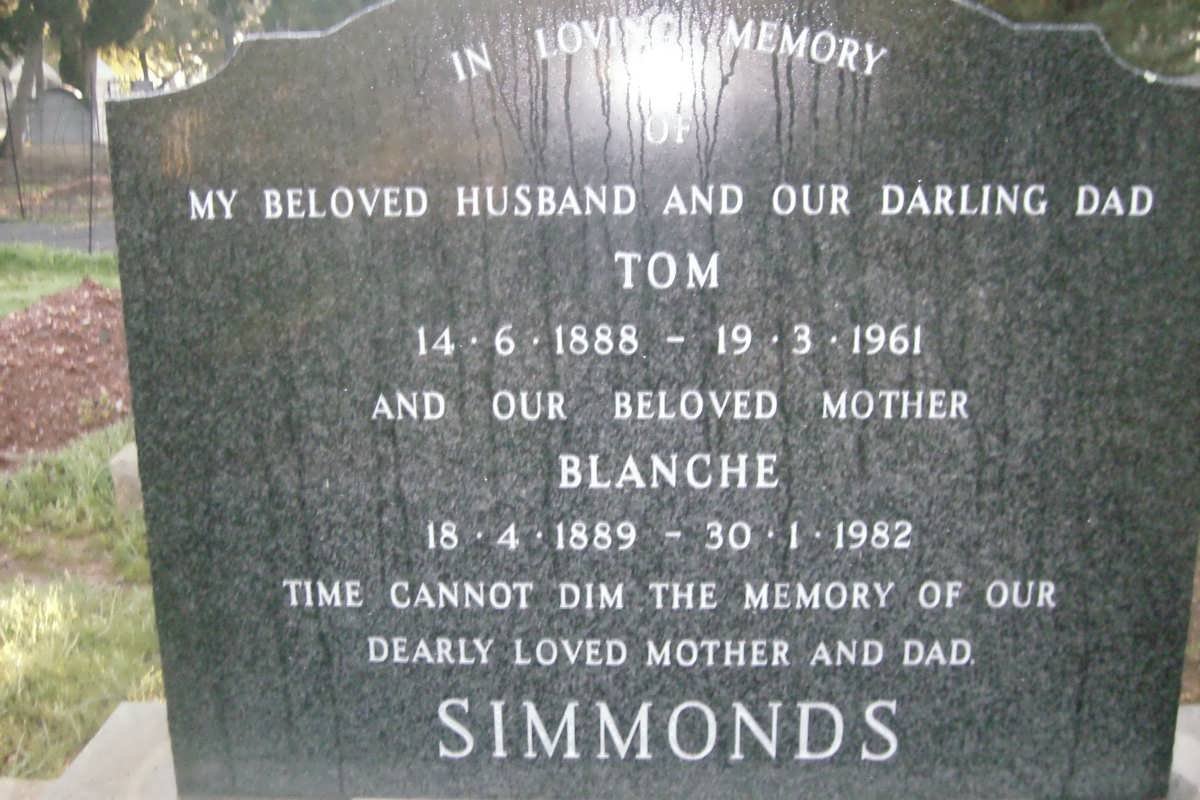 SIMMONDS Tom 1888-1961 &amp; Blanche 1889-1982