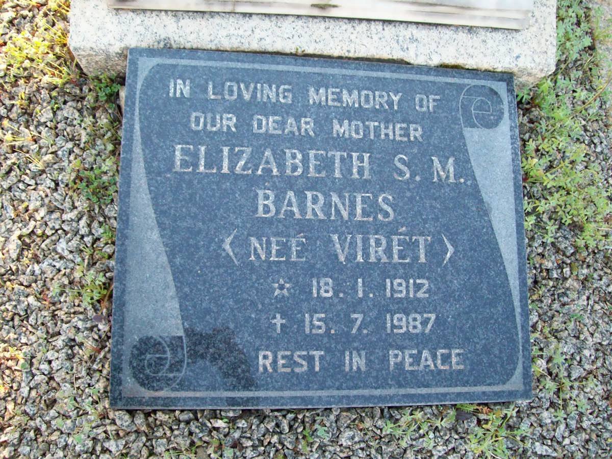 BARNES Elizabeth S.M. nee VIRET 1912-1987