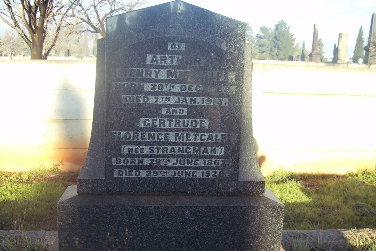 METCALFE Arthur Henry 1868-1913 &amp; Gertrude Florence STRANGMAN 1862-1929