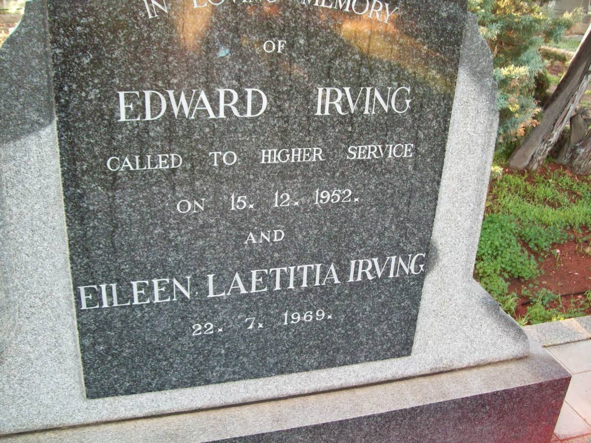 IRVING Edward -1952 &amp; Eileen Laetitia -1969