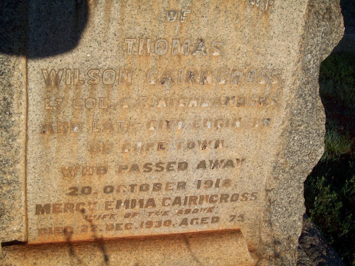 CAIRNCROSS Thomas Wilson -1918 &amp; Mercy Emma -1930