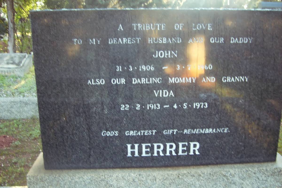 HERRER John 1906-1960 &amp; Vida 1913-1973
