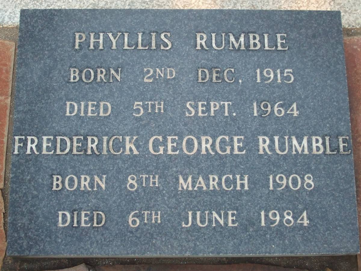 RUMBLE Frederick George 1908-1984 &amp; Phyllis 1915-1964