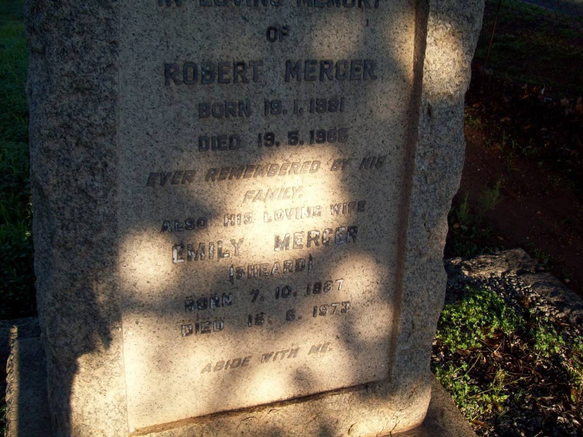 MERCER Robert 1881-1965 &amp; Emily SHEARD 1887-1973