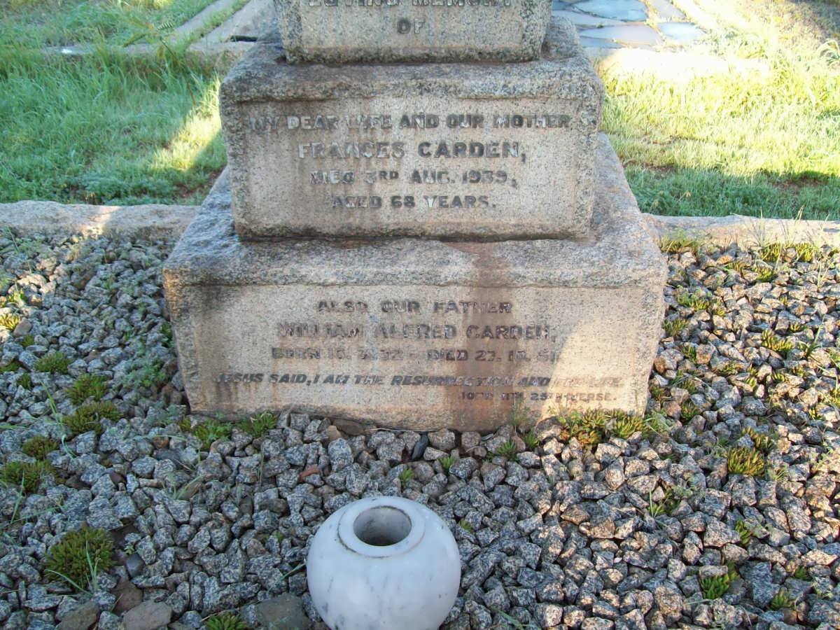 GARDEN William Alfred 1872-1951 &amp; Frances -1939