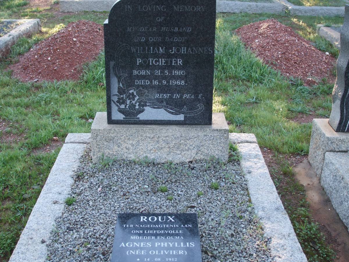 POTGIETER William Johannes 1910-1968 :: ROUX Agnes Phyllis nee OLIVIER 1912-2003