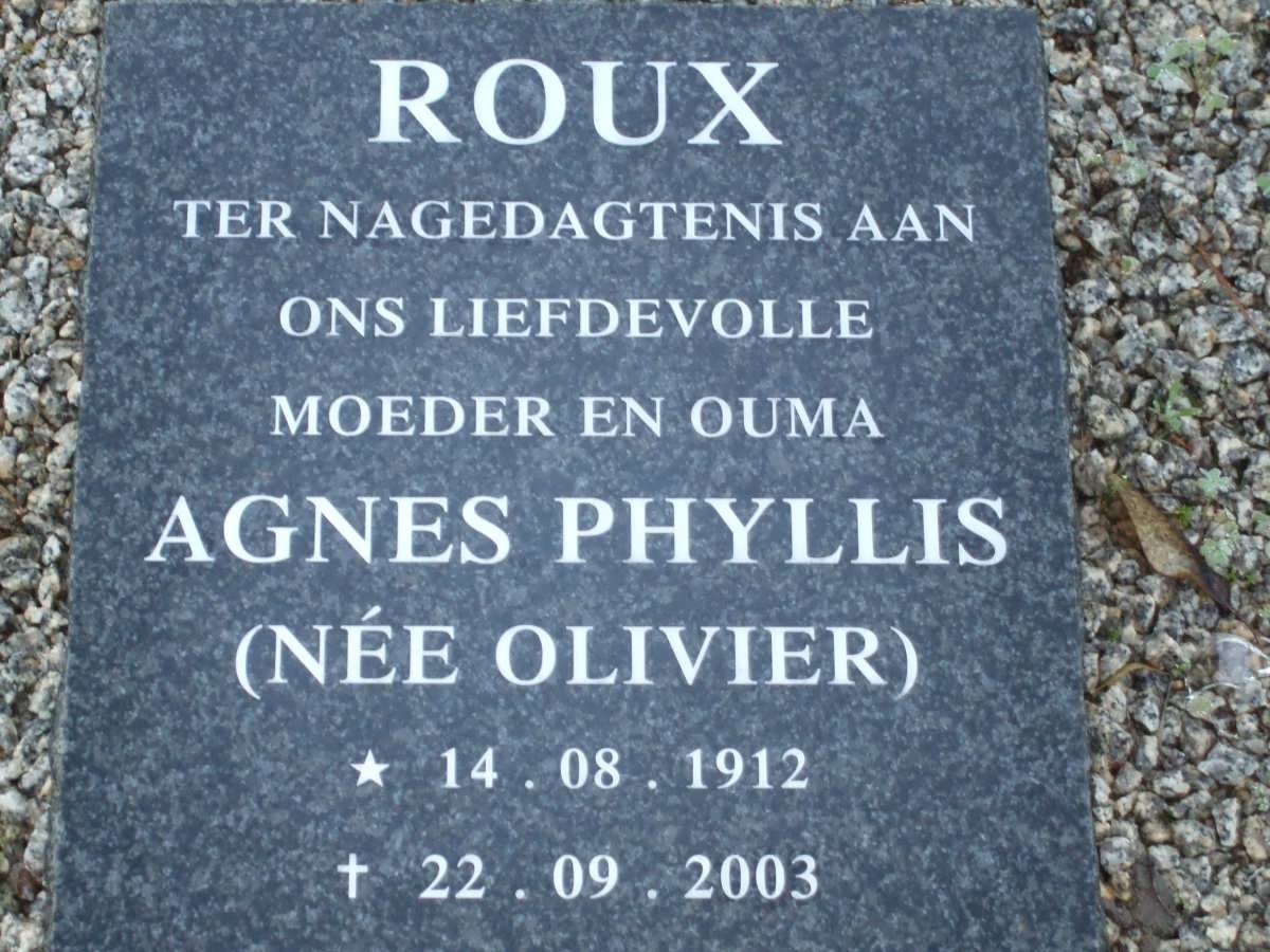 POTGIETER William Johannes 1910-1968 :: ROUX Agnes Phyllis nee OLIVIER 1912-2003