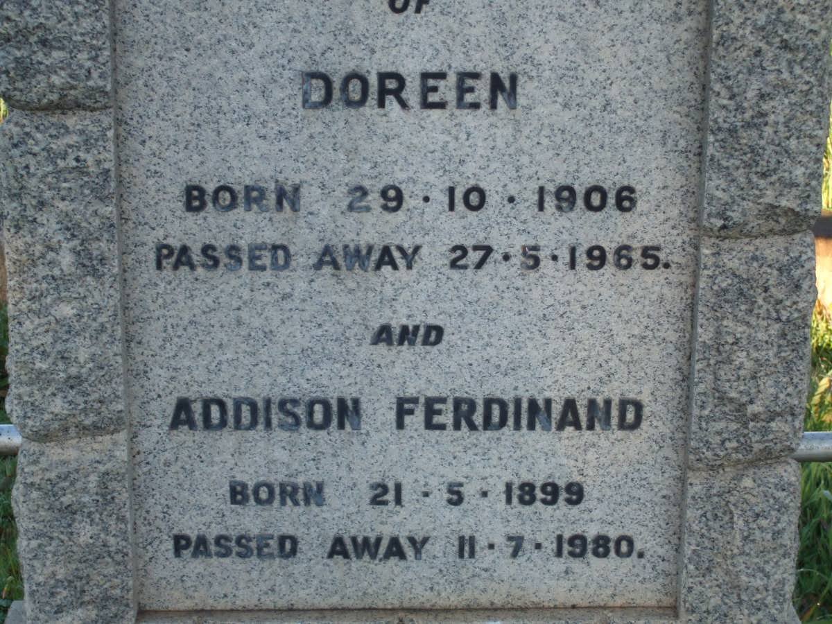 SCHONLAND Addison Ferdinand 1899-1980 &amp; Doreen 1906-1965  :: SCHONLAND Claude Addison 1928-1988