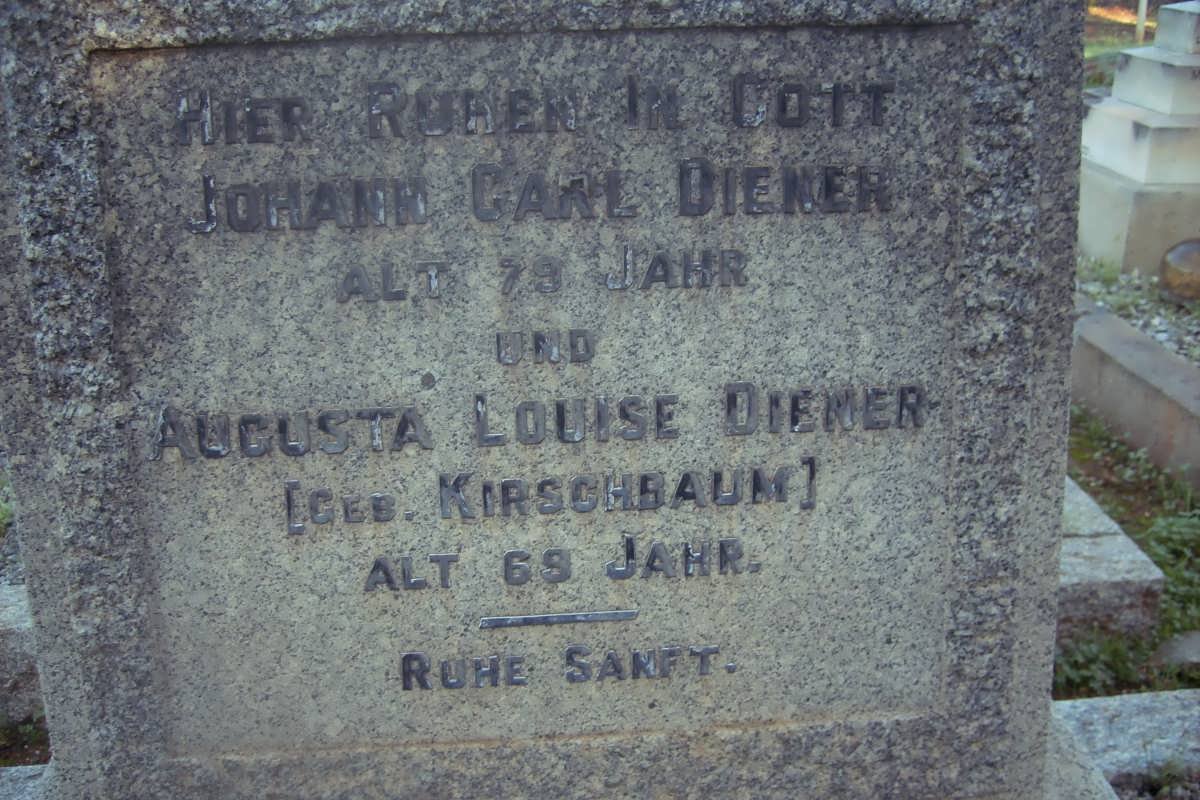 DIENER Johann Carl &amp; Augusta Louise KIRSCHBAUM